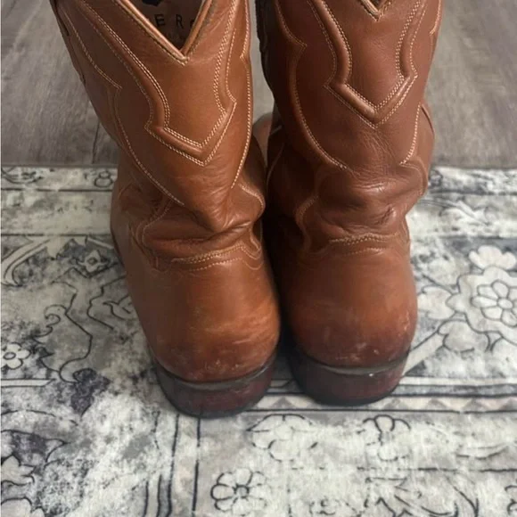 Men's Brown Leather Western Boots - Picture 4 of 5